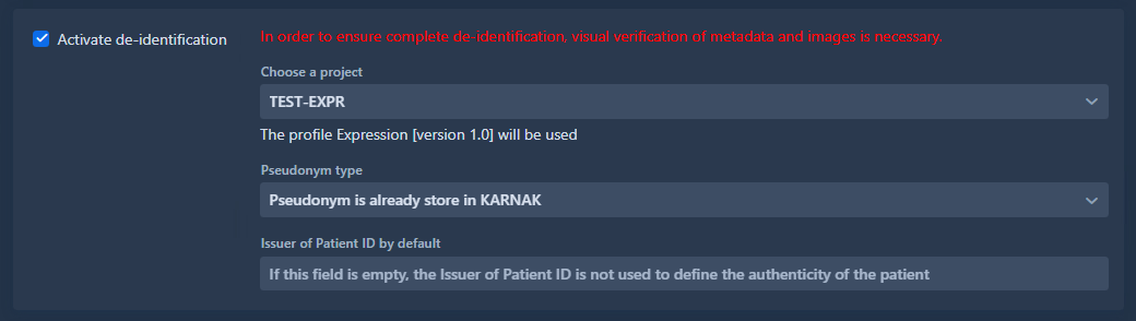 Configure de-identification