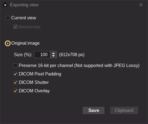 Export view
