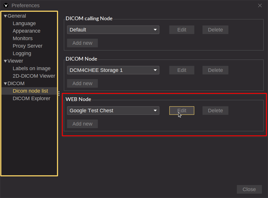 DICOMWeb nodes